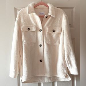 Old Navy Cozy Cream Shacket Boyfriend Fit